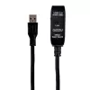 Cabo de extensão ativa USB3.0 Gizzu 10m – cabo repetidor SuperSpeed 5Gbps com amplificador de sinal, USB-A macho para fêmea, alimentado por bus com porta DC opcional, preto