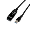 Cabo de extensão ativa USB3.0 Gizzu 10m – cabo repetidor SuperSpeed 5Gbps com amplificador de sinal, USB-A macho para fêmea, alimentado por bus com porta DC opcional, preto