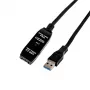 Cabo de extensão ativa USB3.0 Gizzu 10m – cabo repetidor SuperSpeed 5Gbps com amplificador de sinal, USB-A macho para fêmea, alimentado por bus com porta DC opcional, preto
