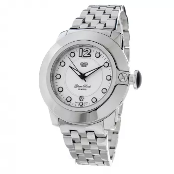 Relógio cronógrafo de mulher GLAM ROCK Miami Beach GR32050BP 44 mm preto silicone