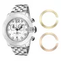 GLAM ROCK cronógrafo de senhora de quartzo suíço Miami Beach GR32154 - 44mm caixa de aço inoxidável, bracelete de silicone branca
