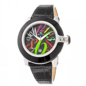 GLAM ROCK relógio de mulher GR32018-BB (44mm) - quartzo suíço, luneta de cerâmica preta, bracelete de silicone