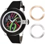 Relógio de senhora GLAM ROCK GR32018 Miami Collection 44mm quartzo suíço aço inoxidável pele preta