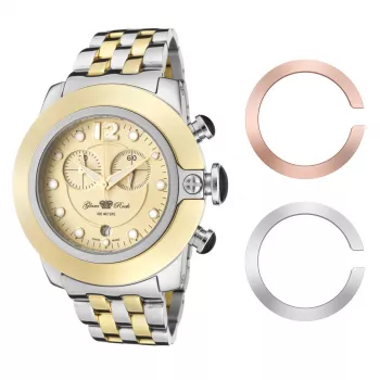Relógio de mulher GLAM ROCK GR32159 (44 mm) - quartzo suíço, mostrador de madrepérola branca, pulseira de silicone