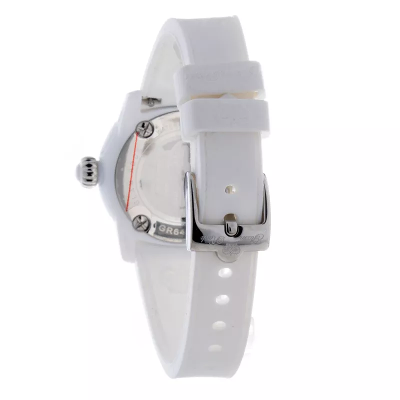GLAM ROCK relógio para senhora GR64005 (40mm) – quartzo suíço, moldura de cerâmica branca, bracelete de silicone