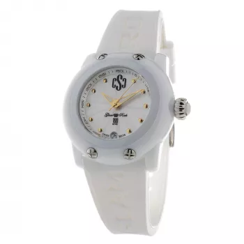 Relógio de mulher GLAM ROCK GR64005 (40mm) - quartzo suíço, luneta de cerâmica branca, bracelete de silicone