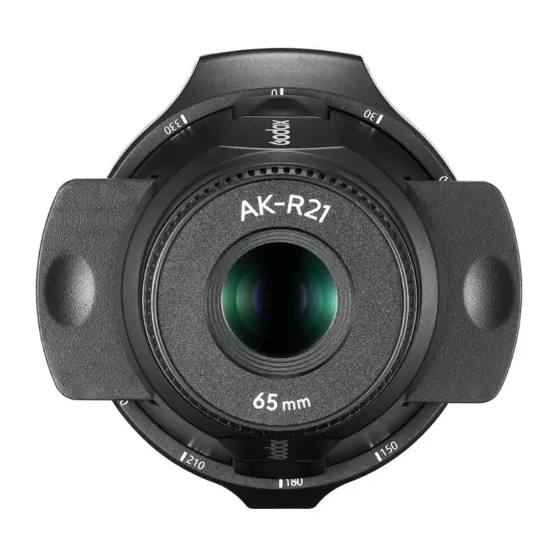 GODOX AK-R21 Acessório de projeção para flashes de cabeça redonda com objetiva de 65 mm, 8 gobos, filtros de cor, montagem magnética