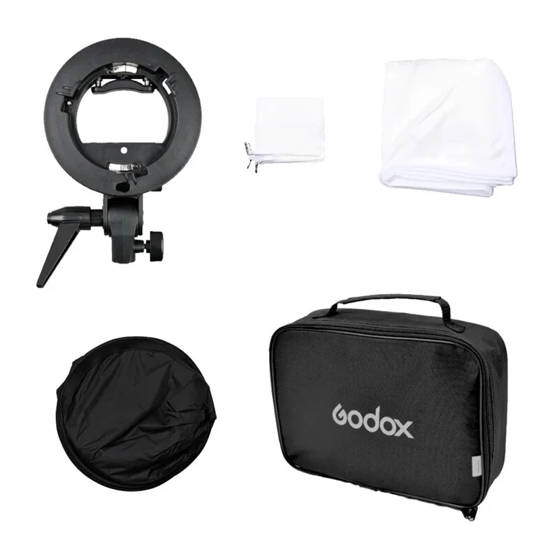 Godox SFUV6060 suporte S-Type para speedlite com softbox 60x60 cm e saco de transporte kit