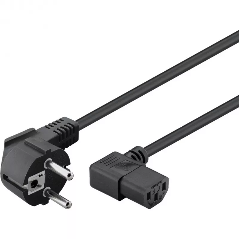 Goobay 51320 Cabo de alimentação, ficha Schuko (angular) para conector fêmea IEC C13, preto, 5 m