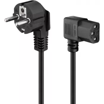 Goobay 51320 Cabo de alimentação, ficha Schuko (angular) para conector fêmea IEC C13, preto, 5 m