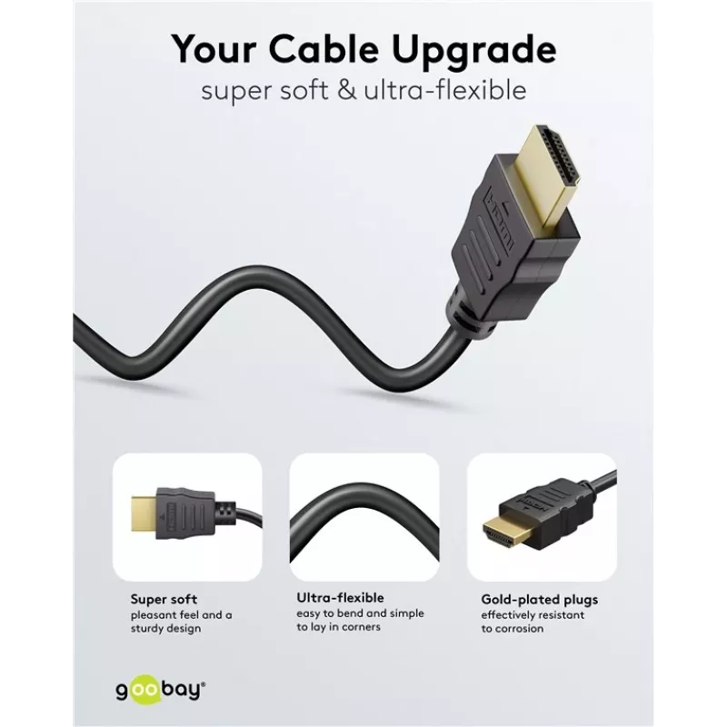 Cabo HDMI Goobay 80105 Soft High-Speed com Ethernet - 5m preto