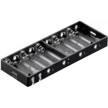 Suporte de pilhas passivo Goobay BH AA 10xL para 10 pilhas AA, ligação em série, saída de 15V, preto 11986