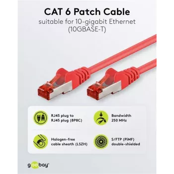 Goobay Cabo de patch CAT 6 S/FTP (PiMF), Vermelho, 5 m - CCA