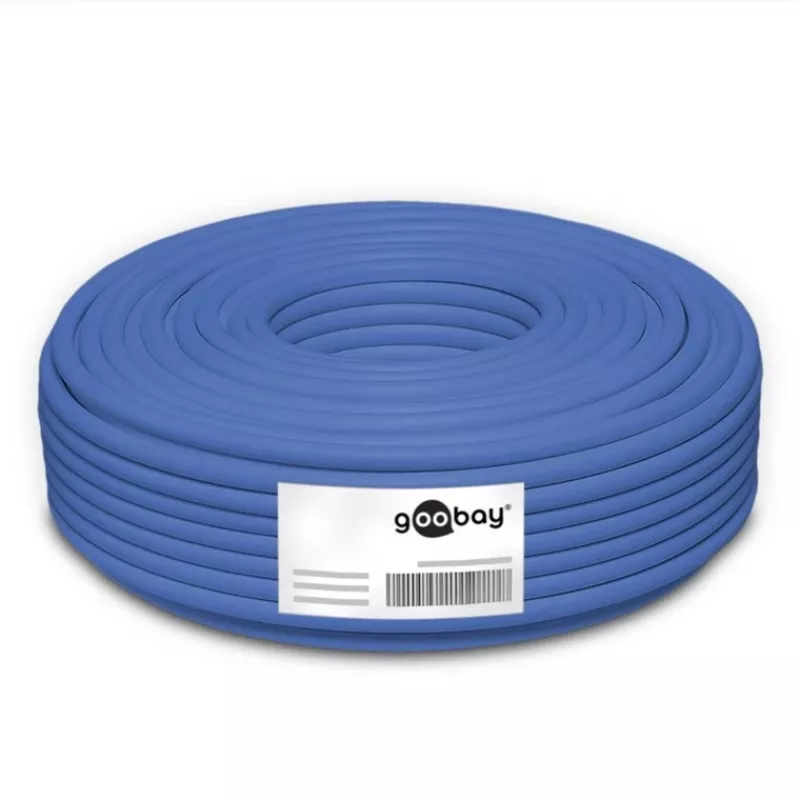 Cabo de rede Goobay CAT 6a U/UTP 50 m azul - cobre maciço, AWG 23/1, LSZH (96092)