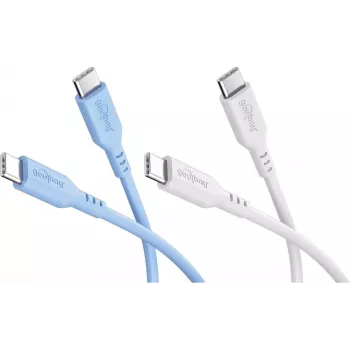 Goobay Ice Breeze Conjunto 2x cabo de silicone USB-C, 1,5 m, azul & branco (81257)