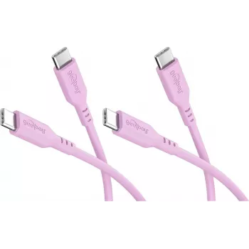 Goobay Conjunto de 2 cabos de silicone USB-C para USB-C, 1,5 m, rosa (81251)