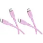 Goobay Conjunto de 2 cabos de silicone USB-C para USB-C, 1,5 m, rosa (81251)