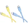 Goobay Sun & Sky Conjunto 2x cabo de silicone USB-C 1,5m amarelo azul 81274