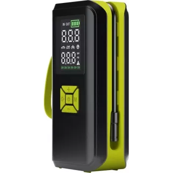 Goobay Tools Bomba de Ar a Bateria com Visor Digital, 10,3 bar, Carregamento USB-C, Luz LED, Bateria de Li-Ion 2000 mAh, Inclui Adaptadores e Bolsa de Armazenamento 77827