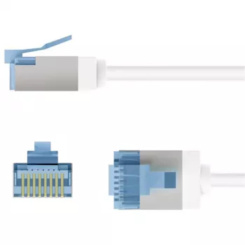 Cabo de rede Cat.6a Slim ultraflexível GOOBAY, U/FTP, branco, 3 m, fichas extra curtas