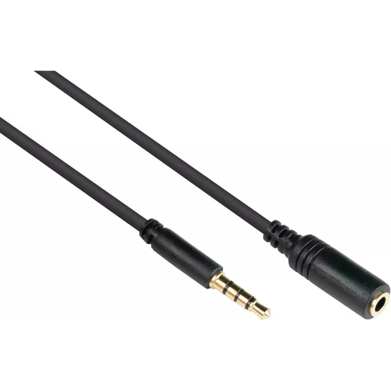 Good Connections cabo de extensão de áudio TRRS 3,5mm 4 polos, macho para fêmea, 1,5m, preto AS-35V4B15