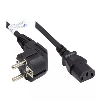 Good Connections Cabo de alimentação ficha Schuko para IEC C13, angular, 0,5 m, preto
