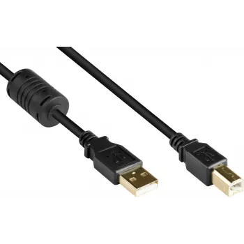 Good Connections Cabo USB 2.0 A para B com núcleo de ferrite, dourado, preto, 1m