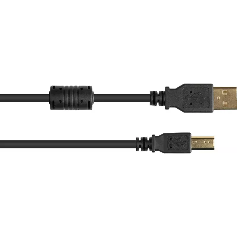 Good Connections Cabo USB 2.0 A para B com núcleo de ferrite, dourado, preto, 1m