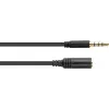 Cabo de extensão de áudio GoodConnections 3,5mm TRRS de 4 polos, ficha macho para fêmea, 3m, preto AS-35V4B3