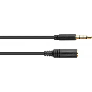 Cabo de extensão de áudio GoodConnections 3,5mm TRRS de 4 polos, ficha macho para fêmea, 3m, preto AS-35V4B3