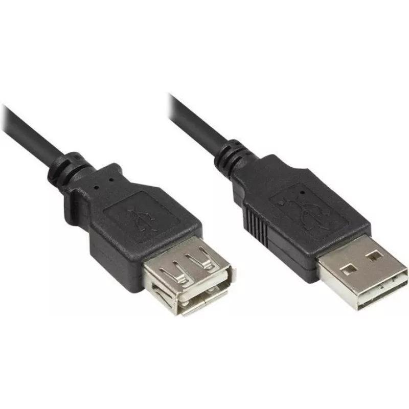 GoodConnections Alcasa 2511-EU01 cabo de extensão USB 2.0, ficha USB-A macho para USB-A fêmea, 1,8 m, preto