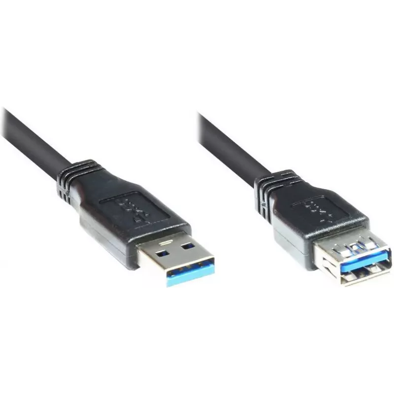 GoodConnections Alcasa 2711-S005 cabo de extensão USB 3.1 Gen 1 – ficha USB-A para conector fêmea, 0,5 m, preto