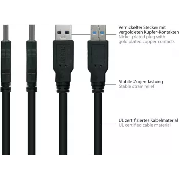GoodConnections Alcasa Cabo USB 3.2 Gen 1 A para B 1,8 m preto