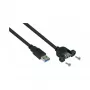 GoodConnections Alcasa UK30P-AEA-020S USB 3.0 Cabo de extensão para montagem em painel, USB-A macho para USB-A fêmea, 2 m, preto