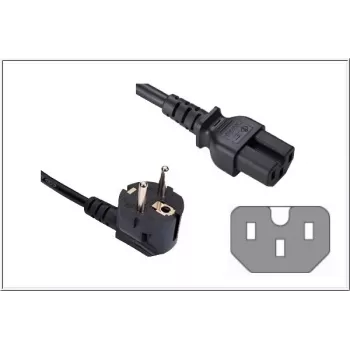 GoodConnections Cabo de alimentação angular Schuko para IEC-C15, 1,8m, Preto, 10A/250V, H05VV-F, aparelhos de aquecimento 1501-18