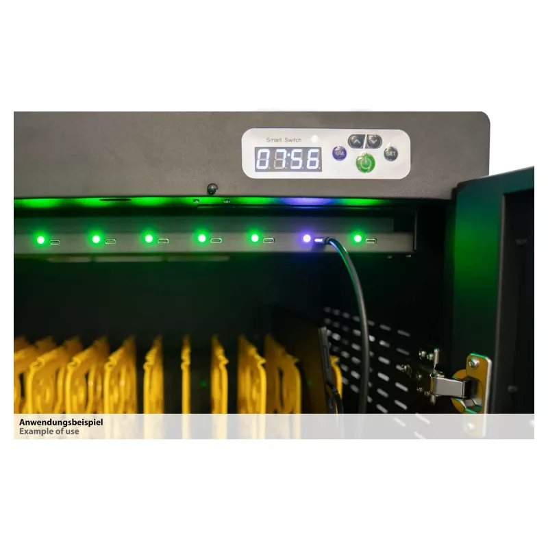 GoodConnections ANTARES PRO N24C carrinho de carregamento de portáteis para portáteis até 15,6 polegadas, USB-C 65W PD 3.0, desinfeção UVC, preto