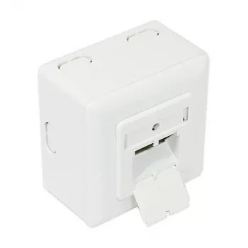 Tomada de rede GoodConnections Cat.6, 2xRJ45, blindada, saliente, entrada de cabo vertical, branco sinal RAL9003 (GC-N0026)
