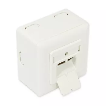 Tomada de rede de parede GoodConnections Cat.6, 2xRJ45, blindada, saliente, branco pérola RAL1013, GC-N0027