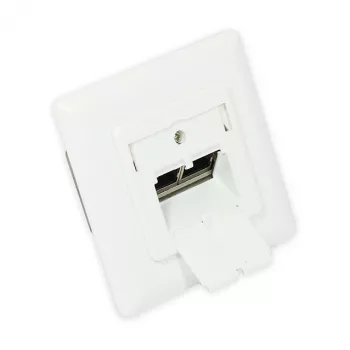 Tomada de rede de parede GoodConnections Cat.6A 2xRJ45 blindada embutir entrada de cabo vertical branco sinal RAL9003