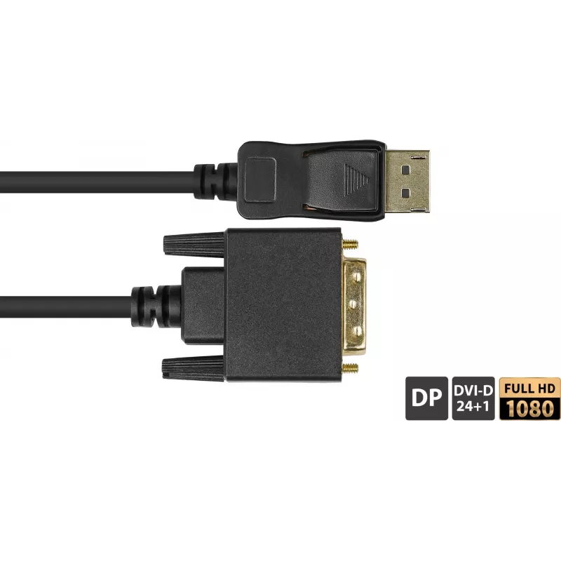 GoodConnections Cabo de ligação DisplayPort para DVI-D 24+1 - Contactos banhados a ouro 24K - OFC - Preto - 5m