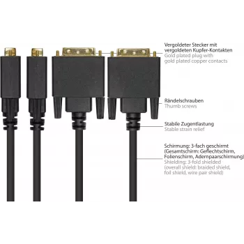 GoodConnections Cabo de ligação DisplayPort para DVI-D 24+1 - Contactos banhados a ouro 24K - OFC - Preto - 5m
