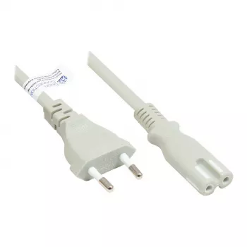 Cabo de alimentação euro GoodConnections ficha euro Type-C (reta) para conector fêmea C7/euro 8 (reta), cinzento, 0,75 mm², 5 m, Good Connections® (P0370-GR050)