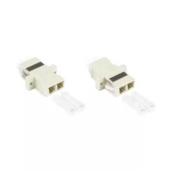 Adaptador de fibra ótica LC/UPC para LC/UPC duplex GoodConnections, OM2 multimodo, manga de cerâmica, caixa de plástico com flange, cinzento (LW-K202)