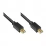 Cabo Mini DisplayPort 1.1 GoodConnections, ficha macho para ficha macho, banhado a ouro, preto, 5 m