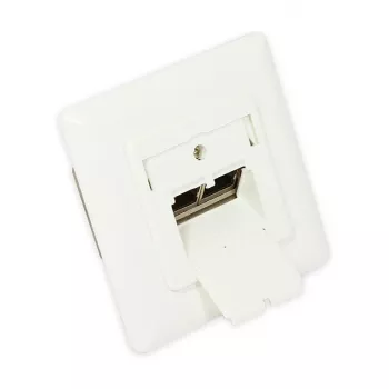 Tomada de rede GoodConnections Cat. 6, 2xRJ45, blindada, embutir, compatível com design, entrada de cabo vertical, branco pérola RAL 1013 (GC-N0025)