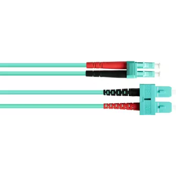 GoodConnections Cabo de patch de fibra ótica OM3 duplex multimodo SC para LC, 50/125 µm, 1m, LSZH Aqua LW-801LS3