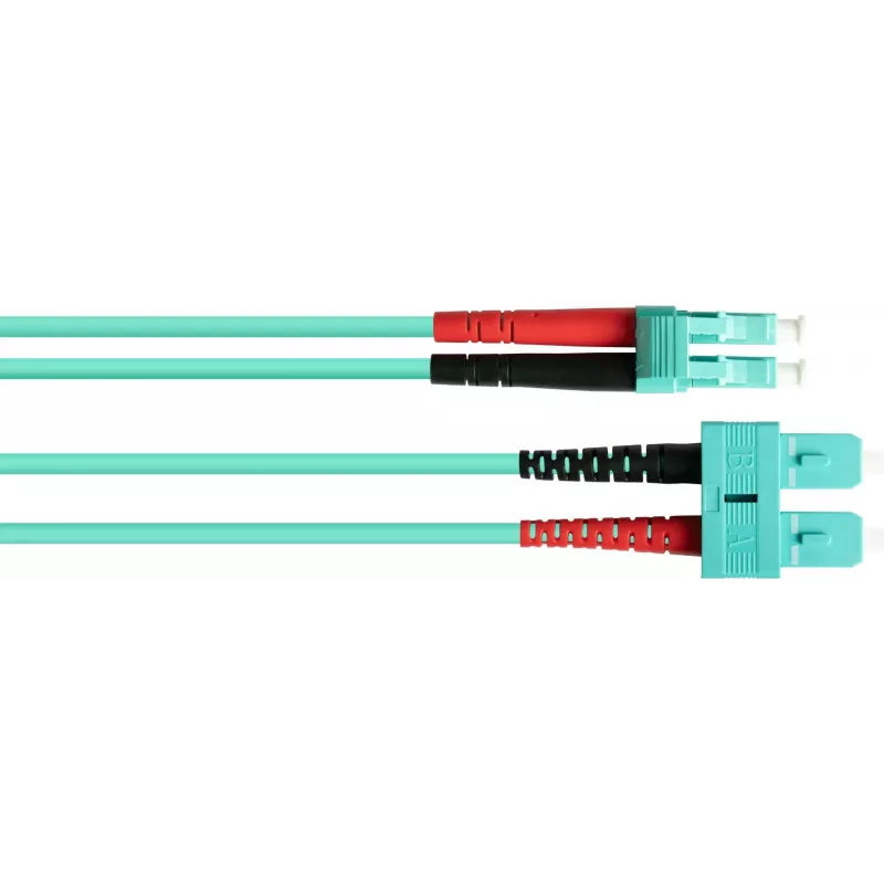 GoodConnections Cabo de patch de fibra ótica OM3 duplex multimodo SC para LC, 50/125 µm, 1m, LSZH Aqua LW-801LS3