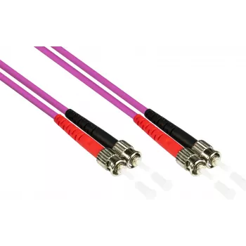 GoodConnections Cabo de rede de fibra ótica OM4 ST para ST multimodo duplex, 7,5 m, LSZH, violeta LW-8075ST4