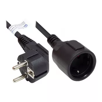 GoodConnections cabo de extensão – ficha Schuko tipo E+F (CEE 7/7, angular) para tomada tipo F (CEE 7/3, reta), 1,50 mm², 10 m, preto