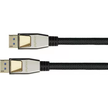 GoodConnections Cabo DisplayPort 2.0 PREMIUM, 54 Gbit/s, UHBR 13.5, 4K @240Hz / 8K @60Hz, fichas em metal maciço, cobre (DP20-PY020)